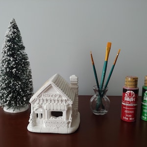 Artminds BAKERY # 224331 Ready To Paint Ceramic 4&quot; Holiday Christmas Village New Rare