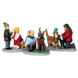 Lemax DOGGIE DRESS UP Set of 3 # 52358 Caddington Christmas Village Figurines New