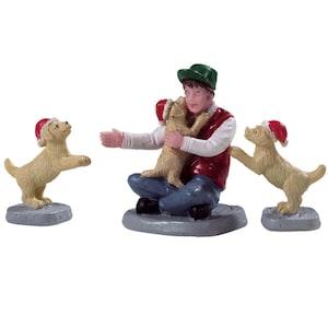 Lemax NEW PUPPIES Set of 3 #92778 Christmas Village Accessories Figurines 2021 New Retail Packaging