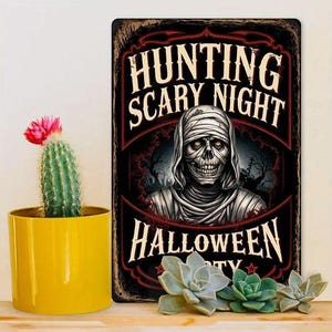 MUMMY SCARY NIGHT 12&quot; Metal Sign Wall Decoration Halloween New