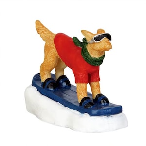 Lemax SNOWBOARDING DOG #42222 Vail Christmas Village Figurines 2014 New Retail Packaging
