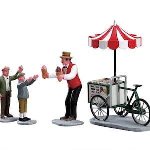 Lemax GELATO CART 4er Set #32139 Caddington Christmas Village Figuren 2013 Neu Versiegelt