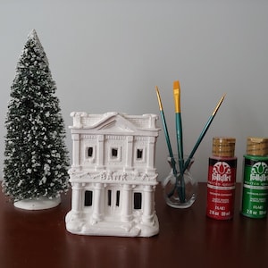 California Creations BANK SE176 Ready To Paint Christmas Holiday Village Plaster House NEW