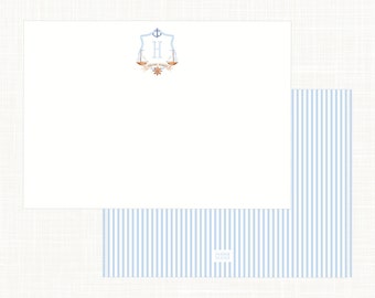 Nautical Crest Flat Stationery Set