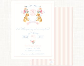Personalized Pink Puppy Party Invitation