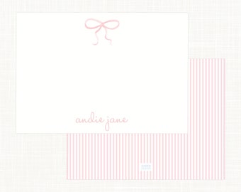 Pink Bow Flat Stationery Set