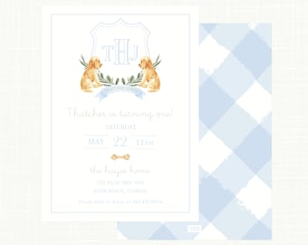 Personalized Blue Puppy Party Invitation