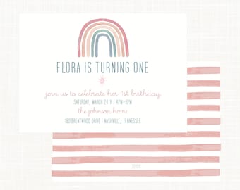 Boho Rainbow First Birthday Invitation