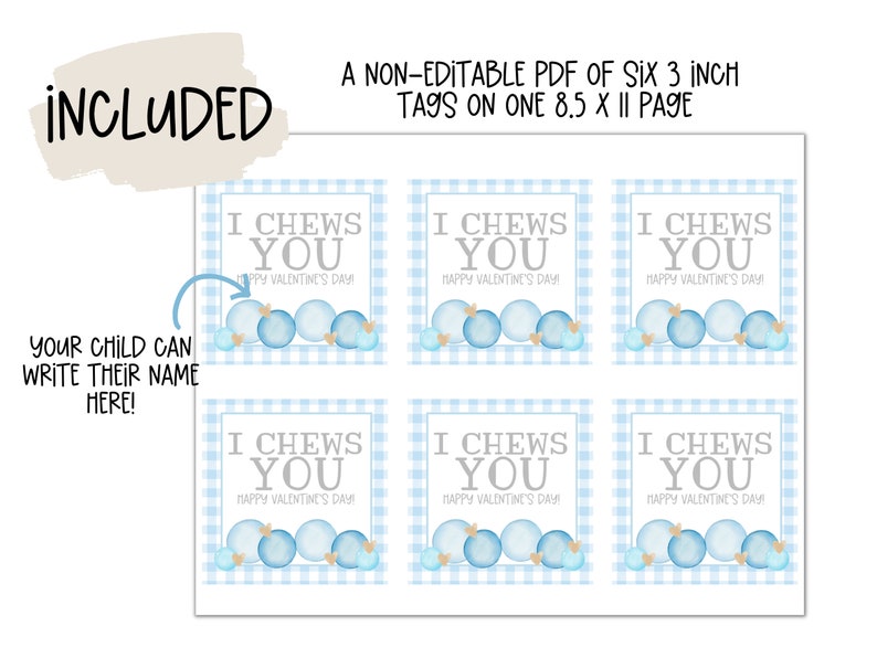 Printable Valentines Day Cards for Kids, Valentine Tags, I Chews You ...