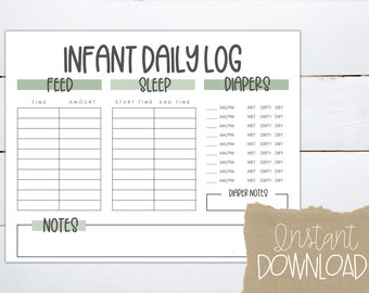 Registro diario infantil/rastreador de cuidado del bebé