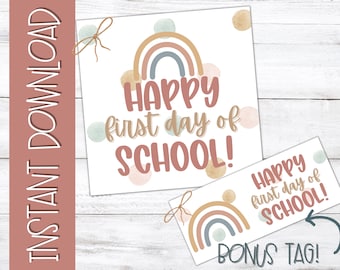 Happy First Day of School Rainbow | First Day of School Printable | Back to School Teacher Gift | Back to School Class Gift