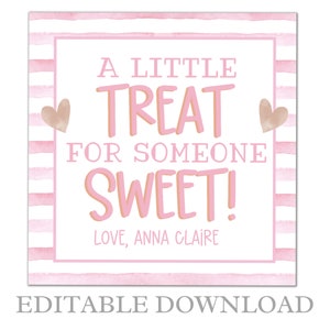 Druckbare Valentinstagskarte für Kinder, Valentinstag, A little treat for someone sweet Valentine, Pink Valentine