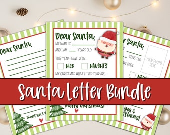 Plantilla imprimible de carta a Papá Noel: Actividad navideña para niños (descarga digital)