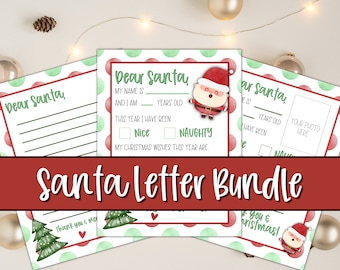 Carta a Papá Noel imprimible: Paquete de actividades navideñas para niños (descarga digital)