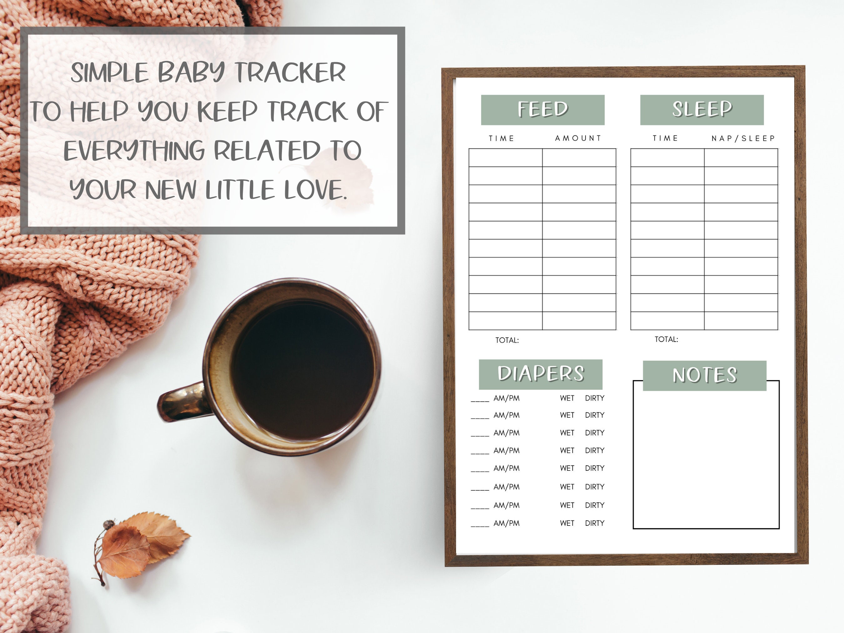 Newborn Baby Tracker Printable: Feed, Sleep, Diaper Log (digital ...
