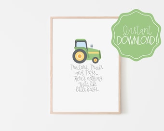 Tractors, Trucks and Toys - There's nothing quite like little boys Printable, Nursery Decor, Nursery Tractor Decor, Toddler Boy Room Decor
