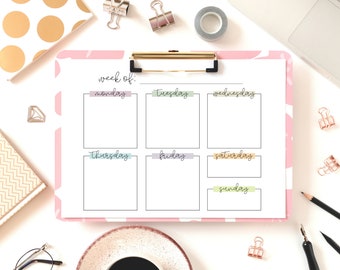 Hojas de planificación semanal imprimibles: descarga digital