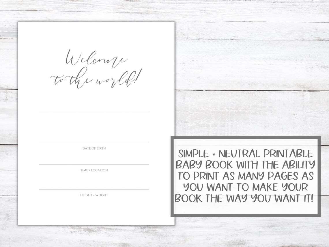 Simple and Neutral Baby Book Printable Baby Keepsake Journal - Etsy