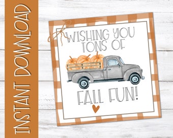 Etiqueta de camión de otoño: calabaza a cuadros imprimible (descarga digital)