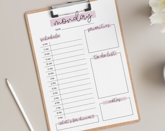 Hojas de planificación diaria/listas de tareas pendientes