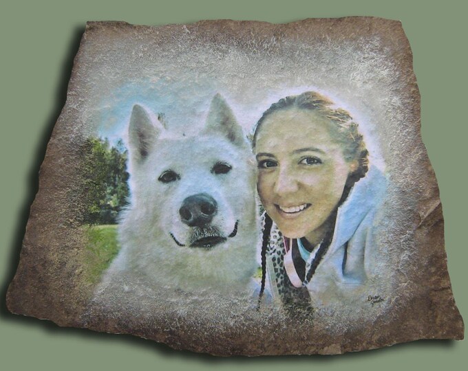 Hand painted Photo Art on 6" x 8"  Memory Stone