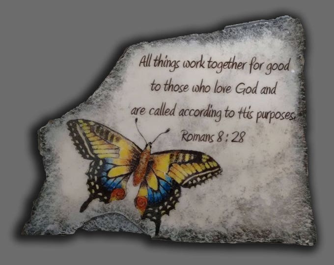 Hand Painted Art Drawing with Scripture Verse on Stone