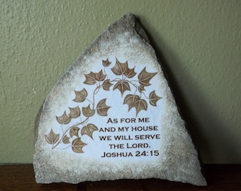 Hand Painted Art Drawing with Scripture Verse on Stone