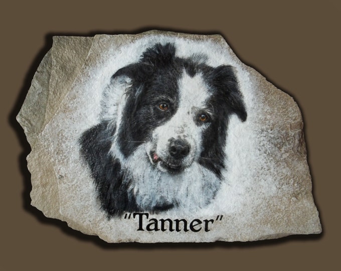 Hand Painted Pet Portrait Photo Art personalized with Name on 10" x 12" Stone