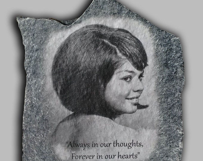 Hand Painted Memorial Photo Art on Stone