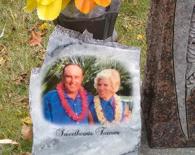 Hand Painted Memorial Photo Art on Stone