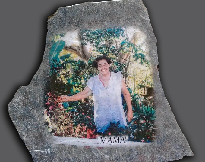 Hand Painted Memorial Photo Art on Stone