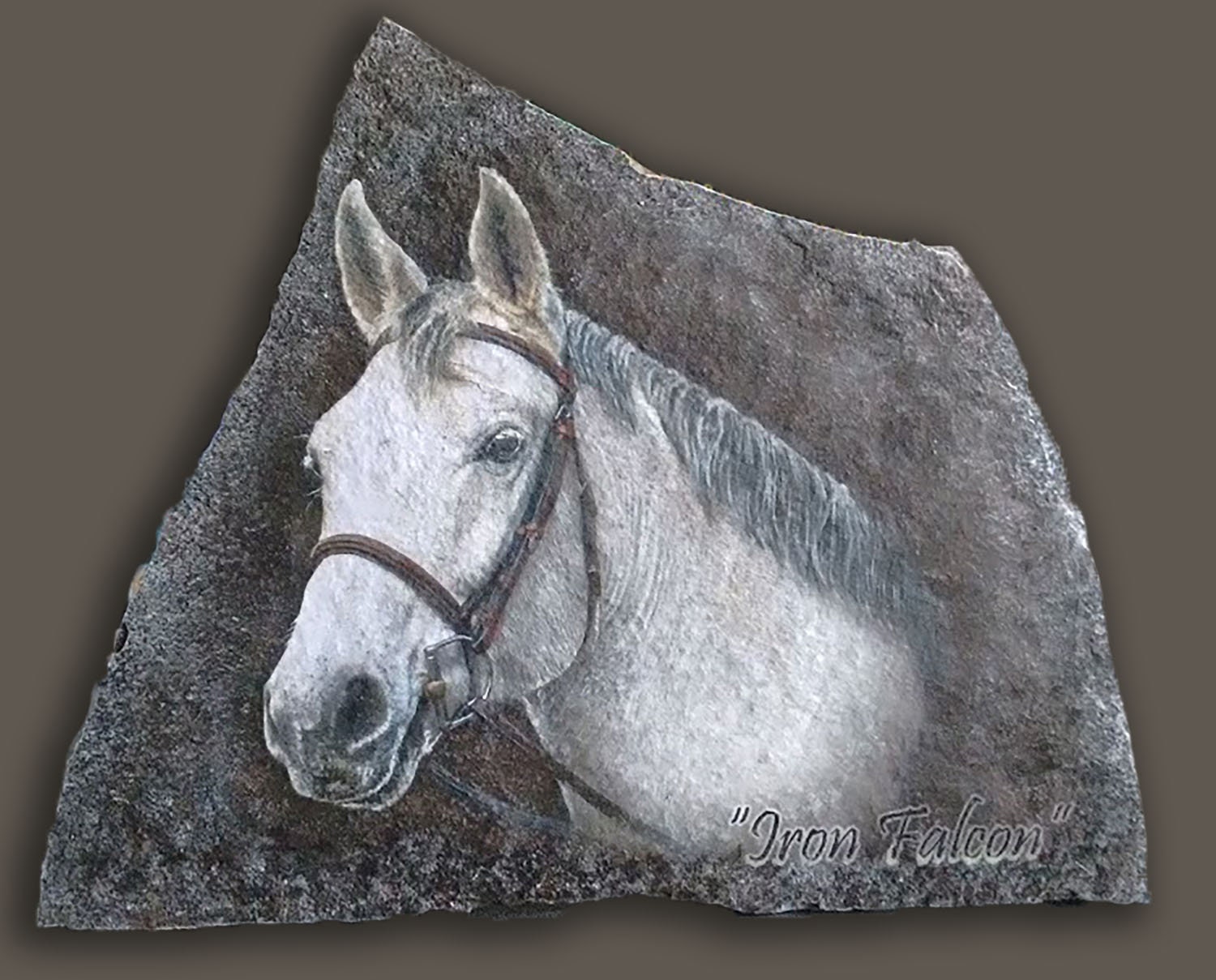 Custom Painted Stone/ Horse Portrait/ Photo Art/ Hand Painted/ Memorial