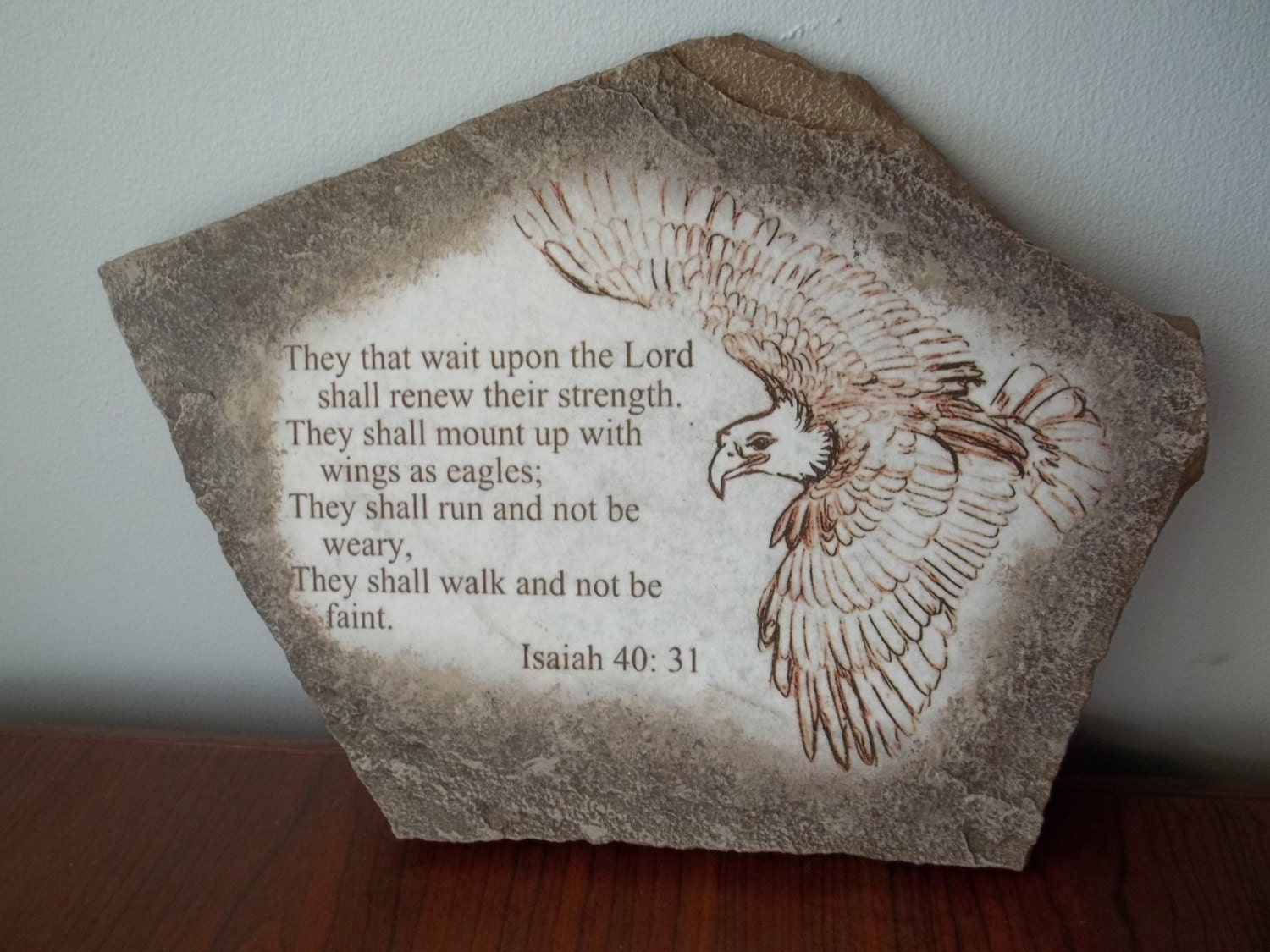 Hand Painted Artwork on Stone With Bible Verse Isaiah 4031 Etsy Canada