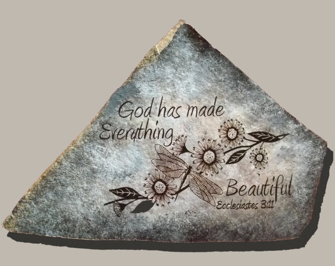 Hand Painted Art Drawing with Scripture on Stone