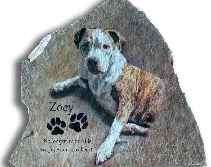 Hand Painted Pet Memorial / Photo Art /dog Portrait/ with 3 options/ Name of Pet/ Paw Prints/ Quote/ Dog memorial