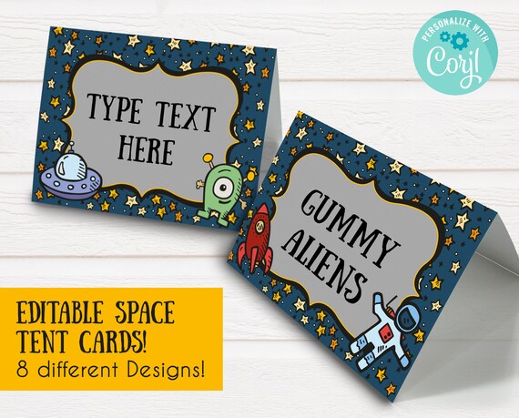 Editable Out Of This World Space Food Tent Cards, Alien Food labels, Printable Sweet Label, Candy Tent Cards, Space party, Candy Labels, 236 Il_570xn