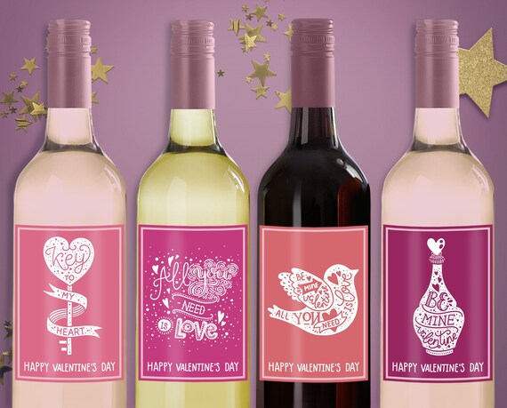 Valentines Day Wine printable bottle labels 750ml | 8 different designs | Wine Labels | Gift ...