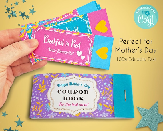Editable Mother's Day Coupon Book Personalised Coupon