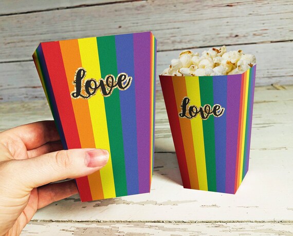 Printable Rainbow Popcorn Box, Pride Party, Rainbow Pride, Rainbow Party Decor, Pride Love Celebration, Rainbow Treat Box Download, 876 Il_570xn