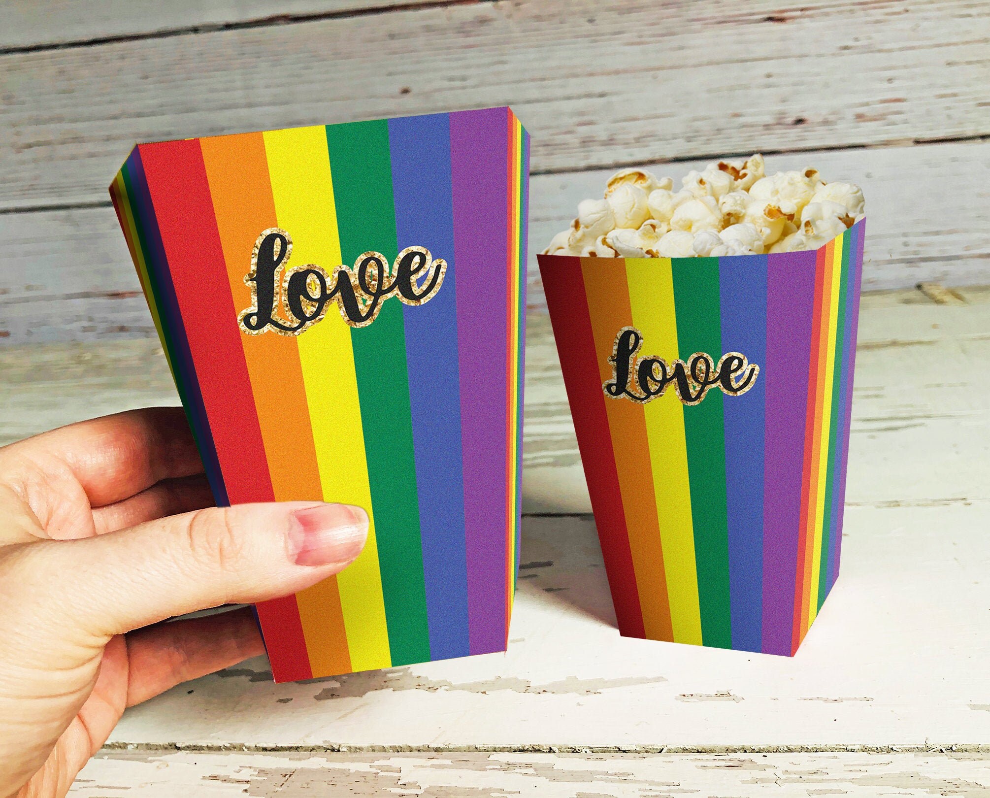 Printable Rainbow Popcorn Box Pride Party Rainbow Pride Etsy