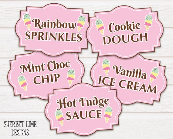 Personalised Ice Cream Parlor Food Labels, Customised Ice Cream Labels, Ice Cream Party, Candy Labels, Printable Ice Cream Social, 431 Il_570xn