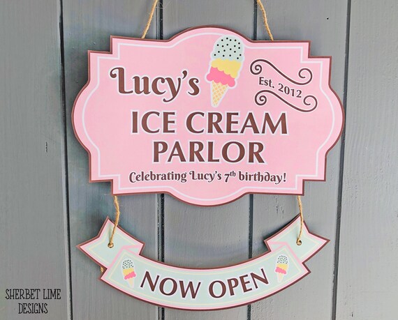 Personalised Ice Cream Parlor Sign, Ice Cream Birthday Party, Customised Ice Cream Welcome Sign, Ice Cream Social, Ice Cream Shop | 431 Il_570xn