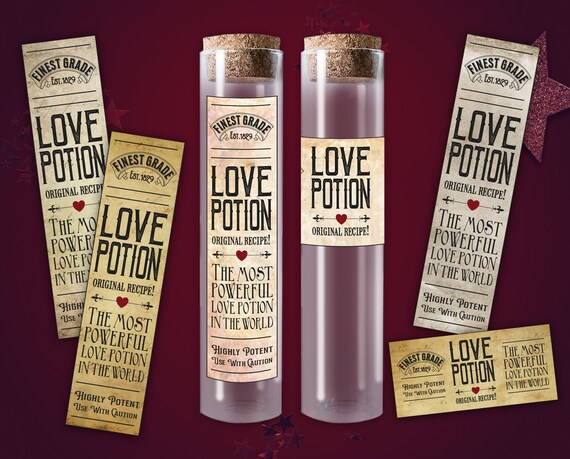 Small Love Potion Labels | Apothecary Test Tube Labels | Valentine's Day | Digital Download | Party Favor | Valentine's Gift | Magic Potion Il_570xn