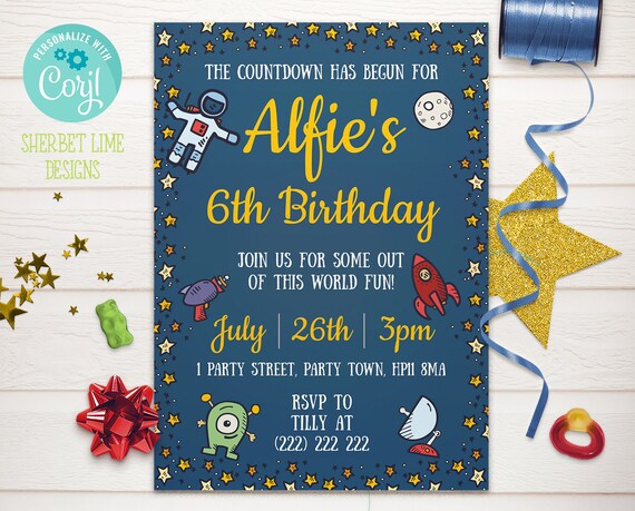Editable Space Party Invitation, Digital Out of This World Invitation, Space Invite, Birthday Kids Party Invite, Astronaut Invitation, 236 Il_570xn