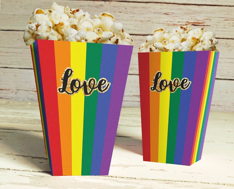Printable Rainbow Popcorn Box Pride Party Rainbow Pride Etsy