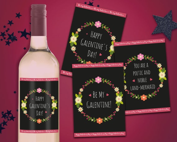 Galentine's Day wine bottle labels 750ml inspired by Parks and Recreation | Wine Labels | Drink Labels | Valentine's Day | Valentine's Gift Il_570xn