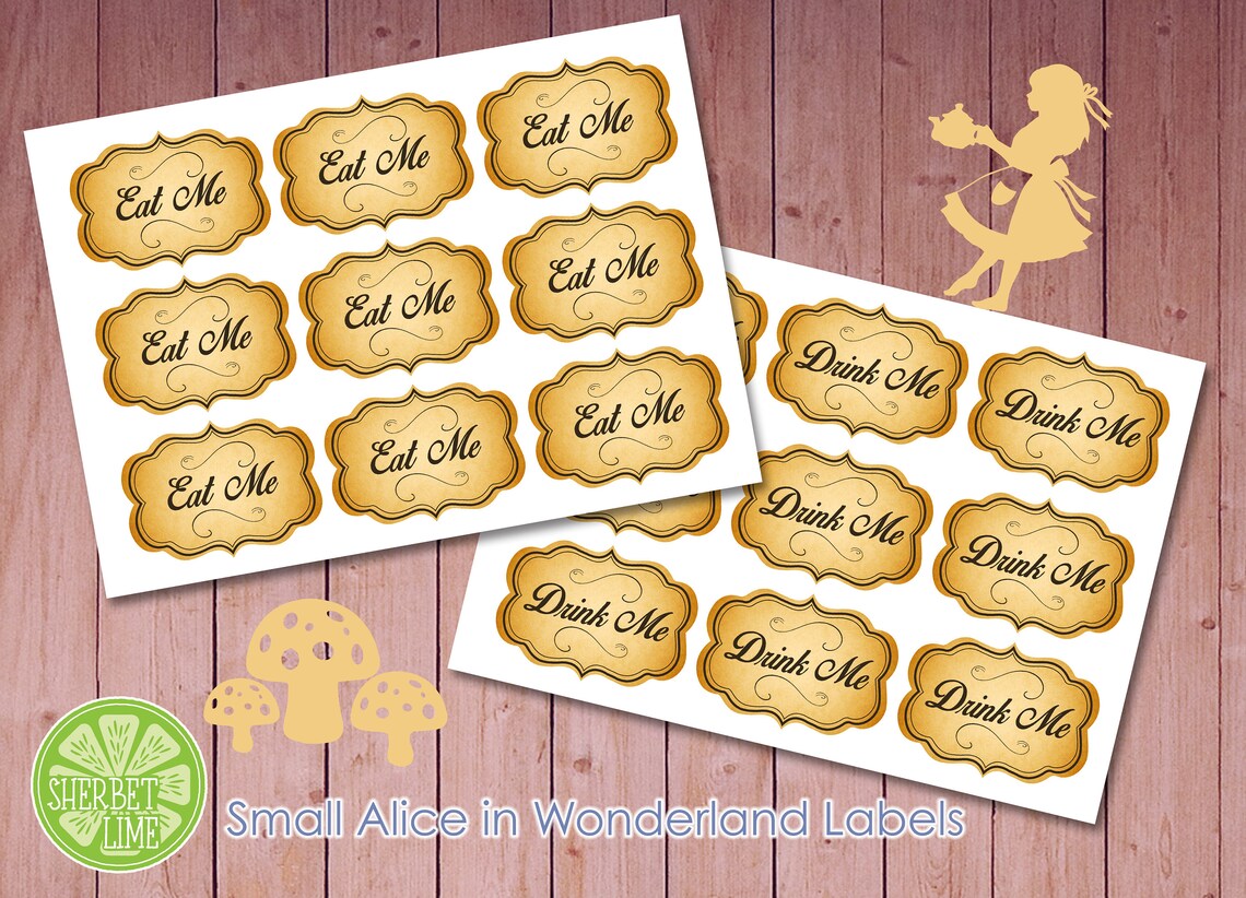 Alice in Wonderland Themed Candy Labels Food Labels Sweet | Etsy