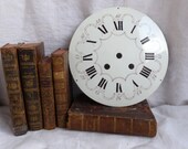 Antique french enamel large clock face. Enameled wall clock face. Hand painted numbers. French script. Jeanne d 39 Arc living decor. Steampunk