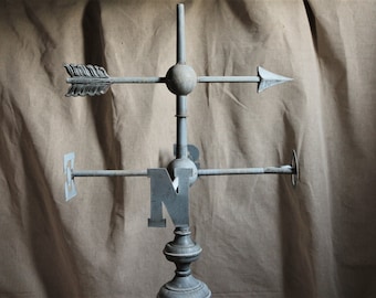 French vintage HUGE zinc weathervane. Windvane. Weathercock. French Roof Spire. Finial Metal Ornament Architectural Salvage