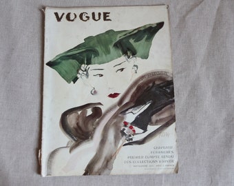 Antique french Paris Vogue September 1935. Full magazine. Haute couture. High fashion hats